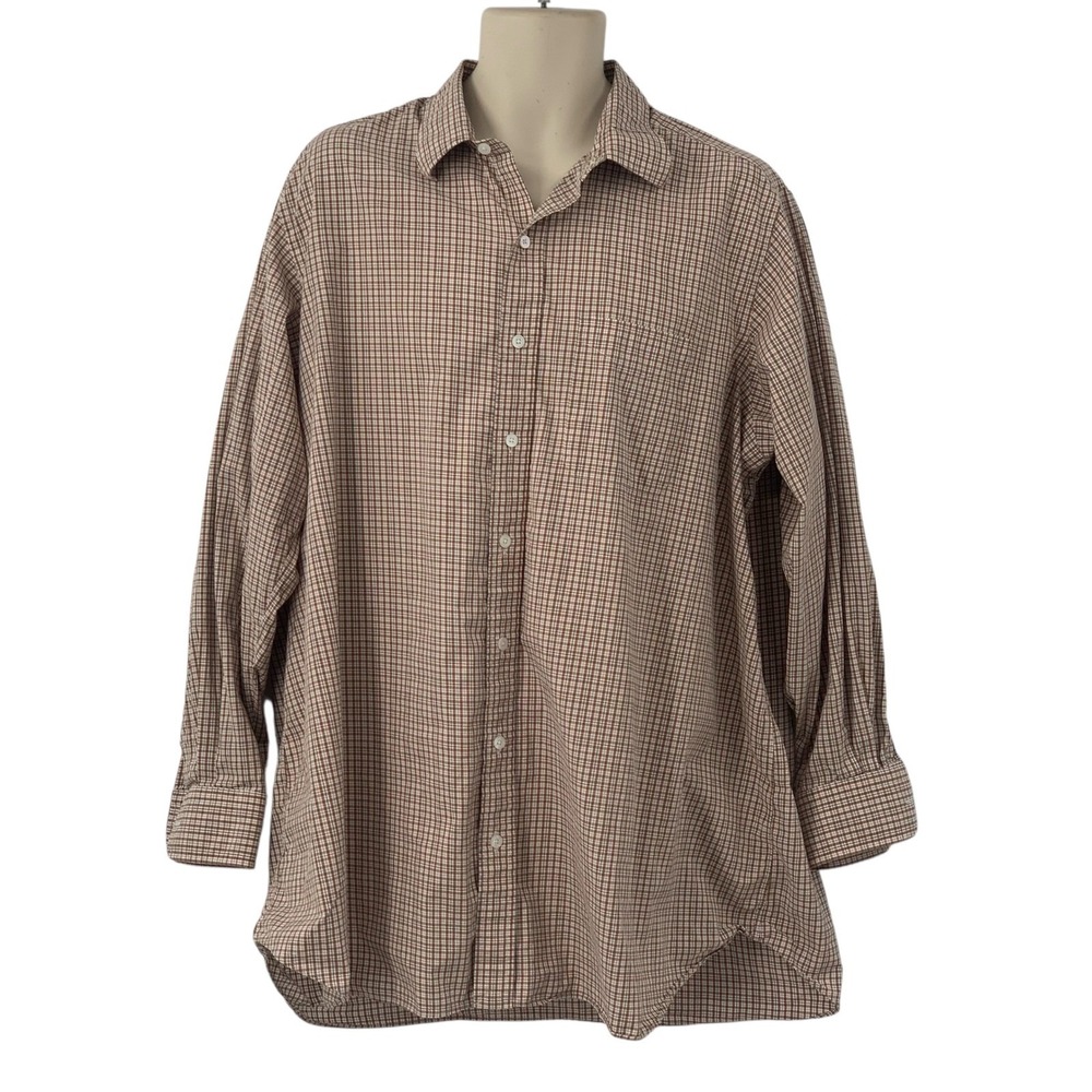 Hamilton Since 1883 Men's Long Sleeve Button Up Shirt Brown/White‎ Check Size XL